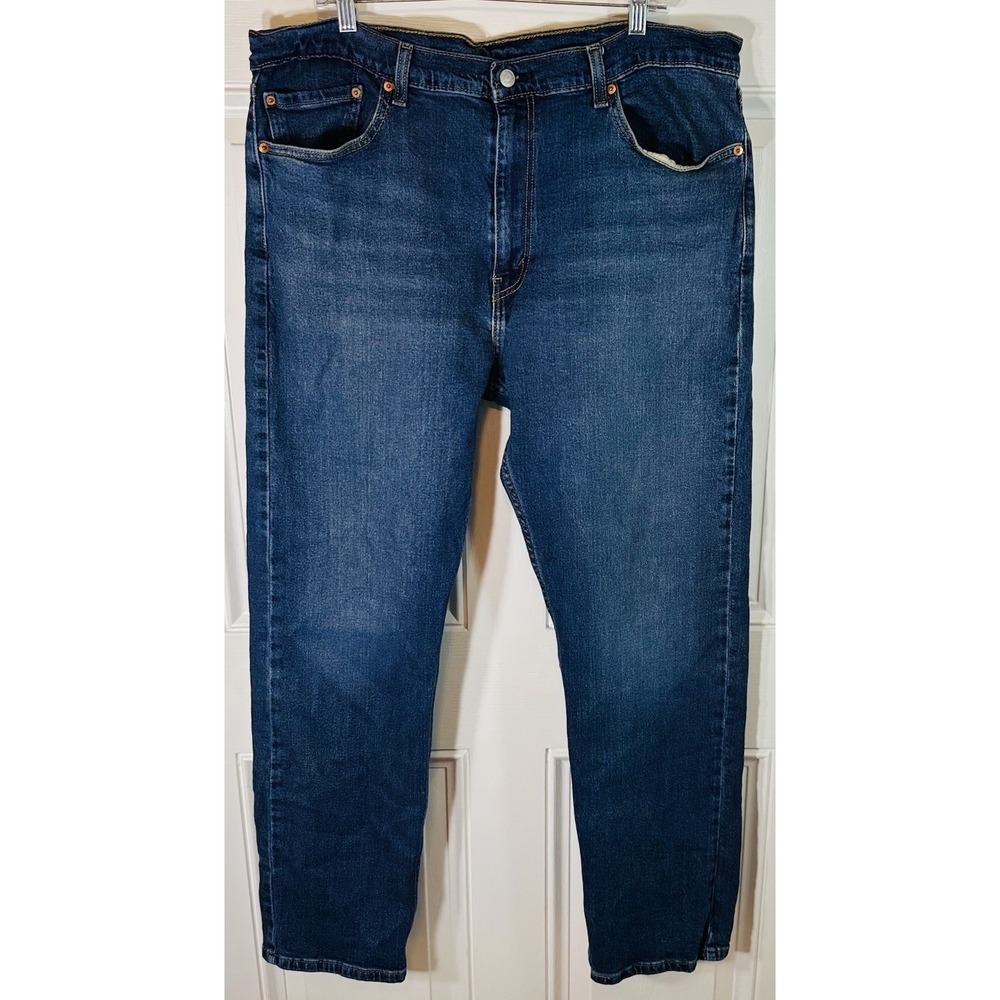 Levis 505 Jeans Mens 40x32 Dark Wash Regular Fit Straight Leg Blue Denim